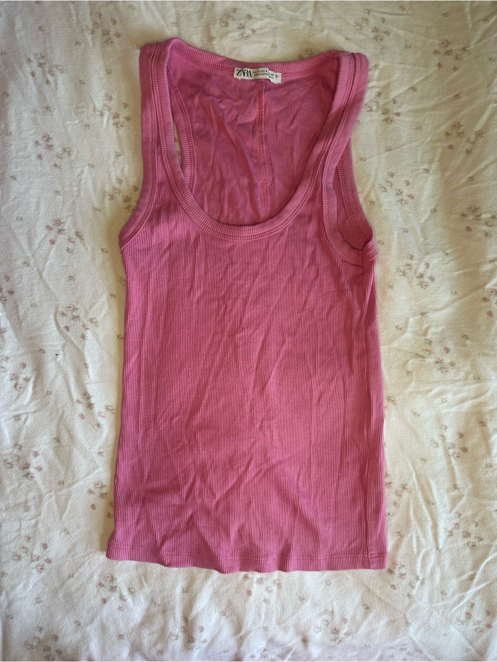 Zara Hot Pink Ribbed Tank Top - Women's Sleeveless Tee